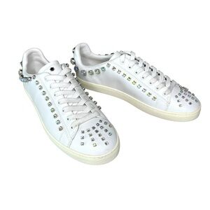 Stuart Weitzman Goldie Shine Crystal Embellished Sneakers Size 8.5 Fits a 9